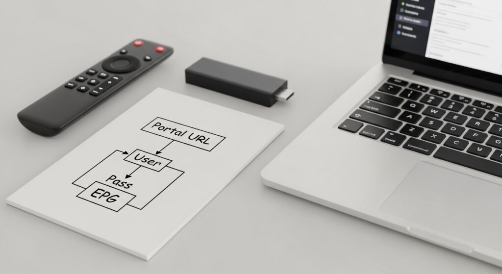 Italy IPTV: Migliori App e Dispositivi per Vedere Bene nel 2026 3 italy iptv “italy iptv setup workflow image with a simple flowchart for portal, login, and EPG steps”